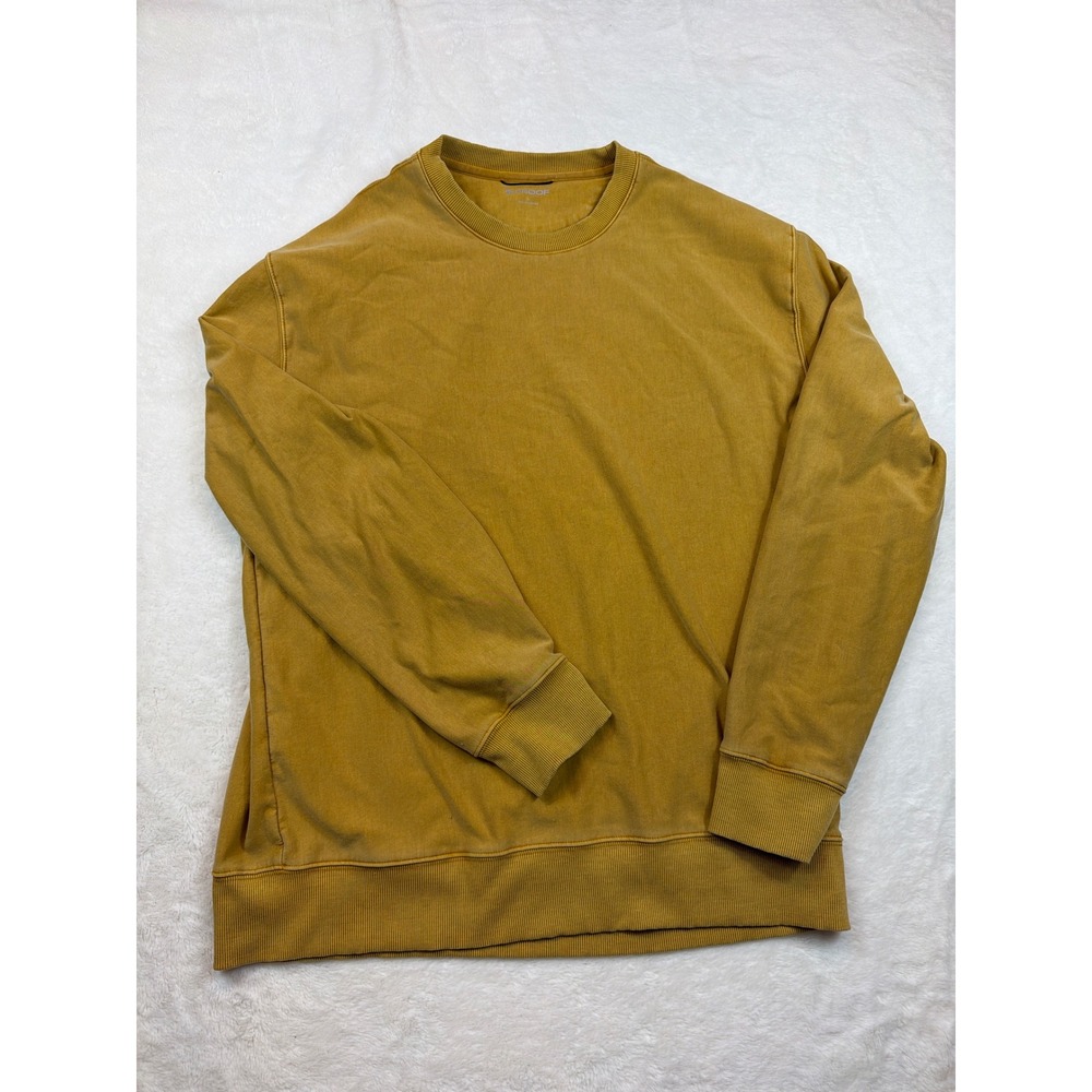 Proof Mens Crewneck Sweatshirt Large Mustard Yellow Garment Dyed Long Sleeve